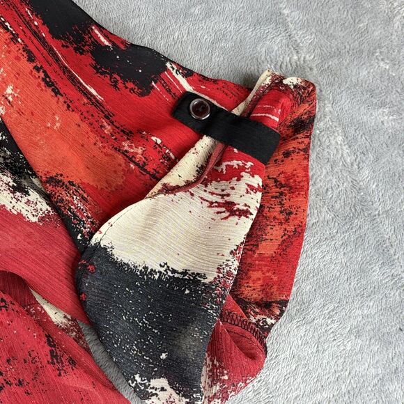 Catherines Shirt Womens 4X Red Black Abstract Asymmetrical Hem Chiffon Tunic - Picture 4 of 11